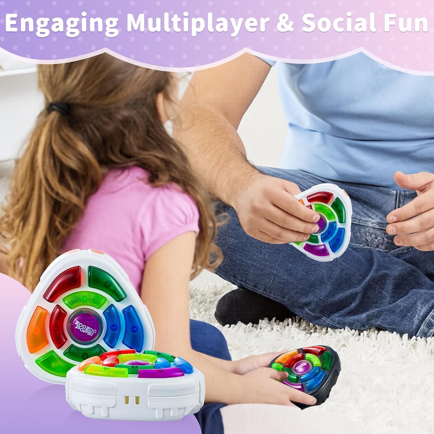 MINDNOOK 2Pcs Electronic Memory Game for 1-2 Players, Kids Handheld Game with Lights & Sounds, Brain Challenge Toy for Ages 3+, Birthday Gifts for Boys & Girls, Black & White