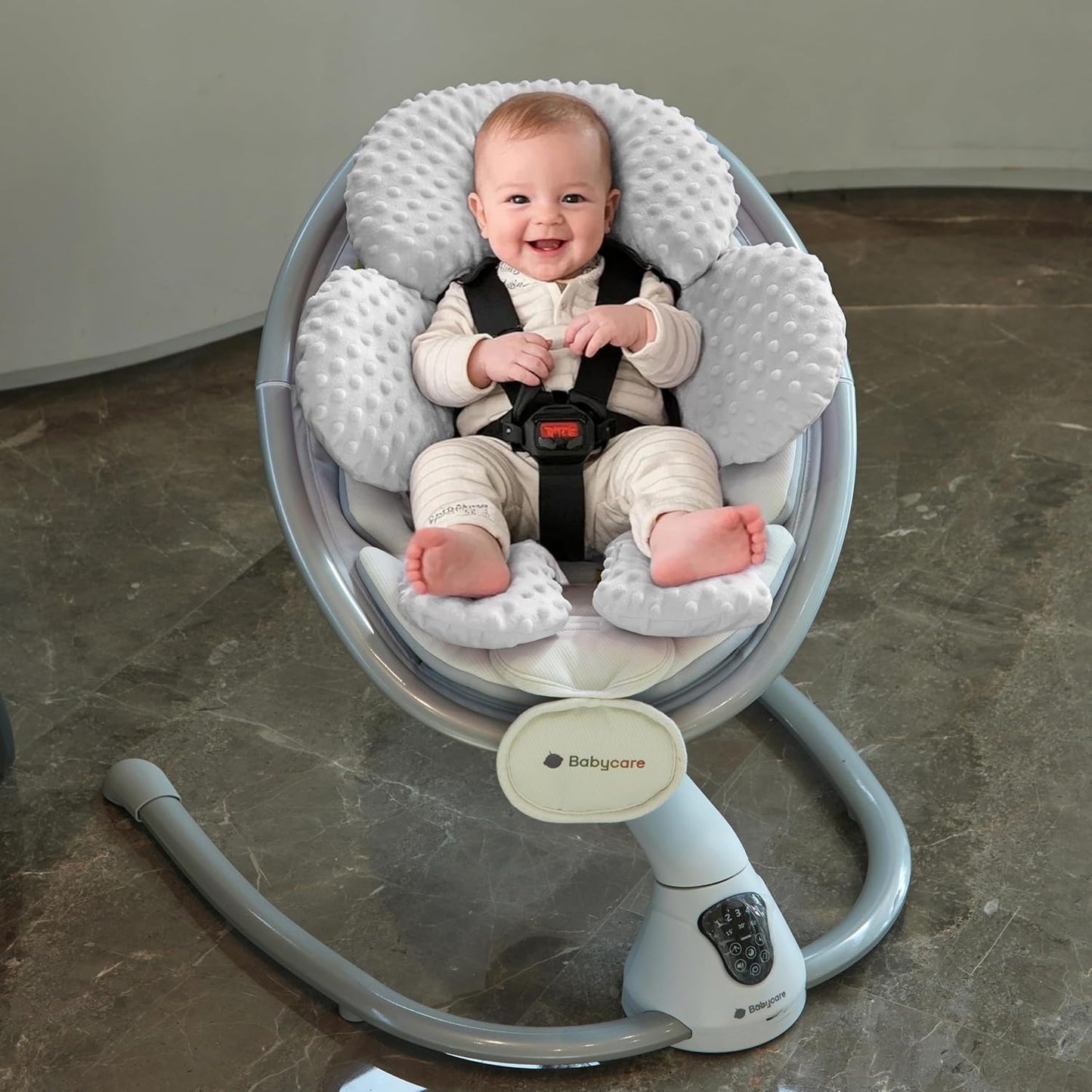 Pro Goleem Infant Car Seat Head Neck Body Support, Ultra-Soft Minky and Microfiber Newborn Car Seat Insert, Perfect for Car Seat, Stroller, 2-in-1 Reversible, for Boys and Girls, Gray