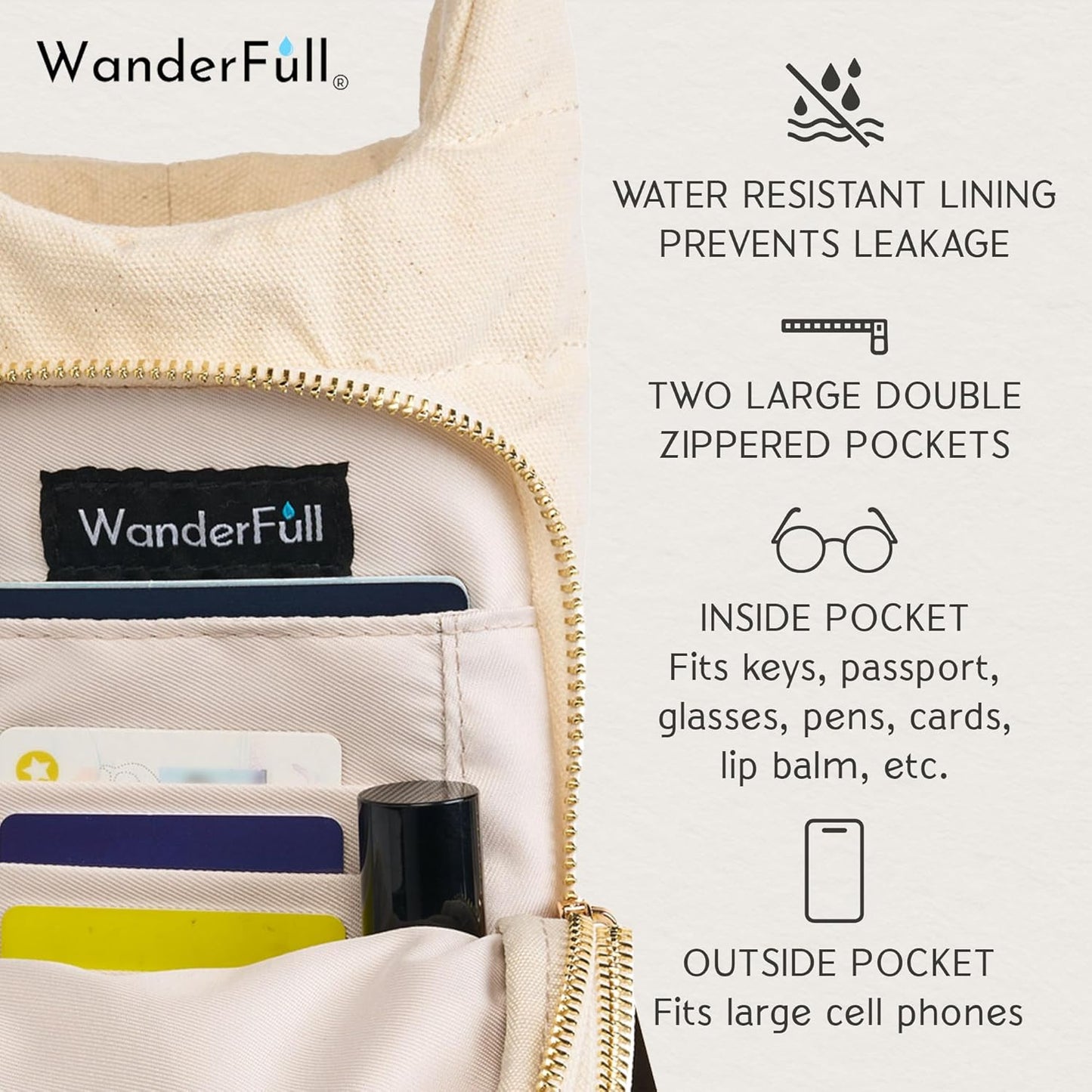 WanderFull® Original HydroBag® Collection, Water Bottle Holder w/Strap & Phone Pocket, Hands-Free Crossbody Water Bottle Bag
