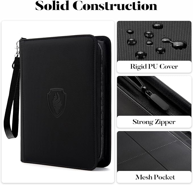 4 Pocket Card Binder for 320 Cards, Fabmaker Premium Zip Trading Card Binder, Portable PU Card Collection Binder, Collector Card Album, Card Folder for MTG, TCG, Sports Cards, Game Cards (Red)