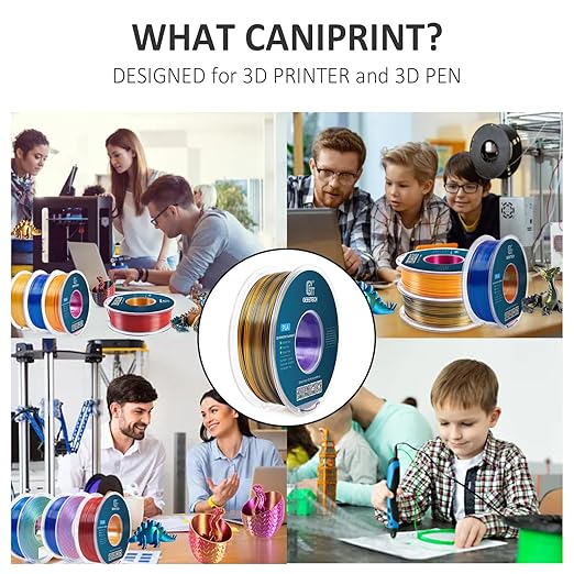 Geeetech Silk PLA Tri Color Filament 1.75mm 3D Printer Filament, Coextrusion Purple Gold Black Tri-Colors Metal-Like Shiny Silk PLA Filament, 1kg (2.2lbs) 1 Spool, Dimensional Accuracy +/- 0.02 mm