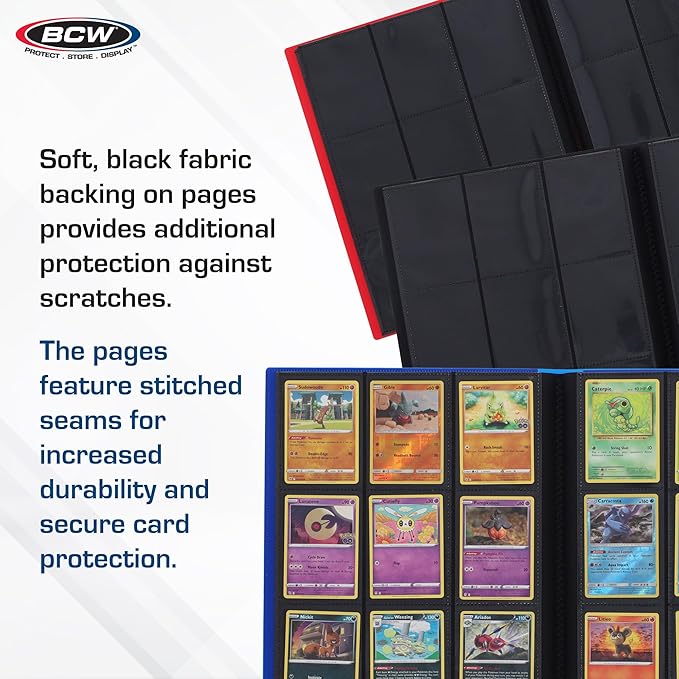 BCW Basics Folio 9-Pocket Card Album - Black | Archival Safe, Side-Loading Binder | Premium Storage Solution for Trading Cards, Sports Cards, and More | 360-Card Capacity