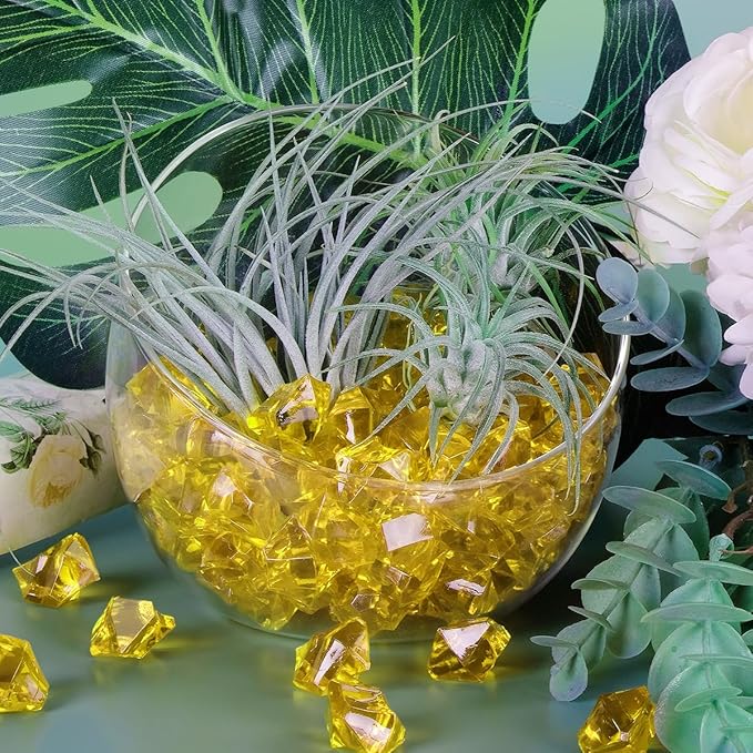 Babenest Acrylic Crushed Ice Rocks, 150 PCS Fake Crystals Plastic Ice Cubes Diamonds Gems for Vase Fillers, Home Decoration, Table Scatter, Event, Wedding, Arts & Crafts (Gold)