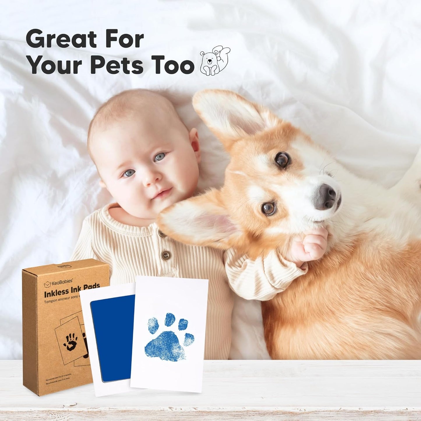 4-Pack Inkless Baby Hand and Footprint Kit - Mess Free Ink Pad for Newborn Keepsake, Dog Nose & Paw Print Kit, Clean Touch Ink Pad for Baby Hand & Footprints, Ideal New Mom Gifts (Holidays)