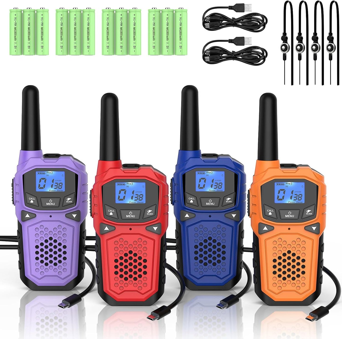 Walkie Talkies for Adults- WokTok Long Range 2 Way Radio for Camping Hiking Hand Held Hiking Accessories Camping Gear Xmas Birthday Gift for Kids,SOS Siren,NOAA Weather Alert,4 Radios