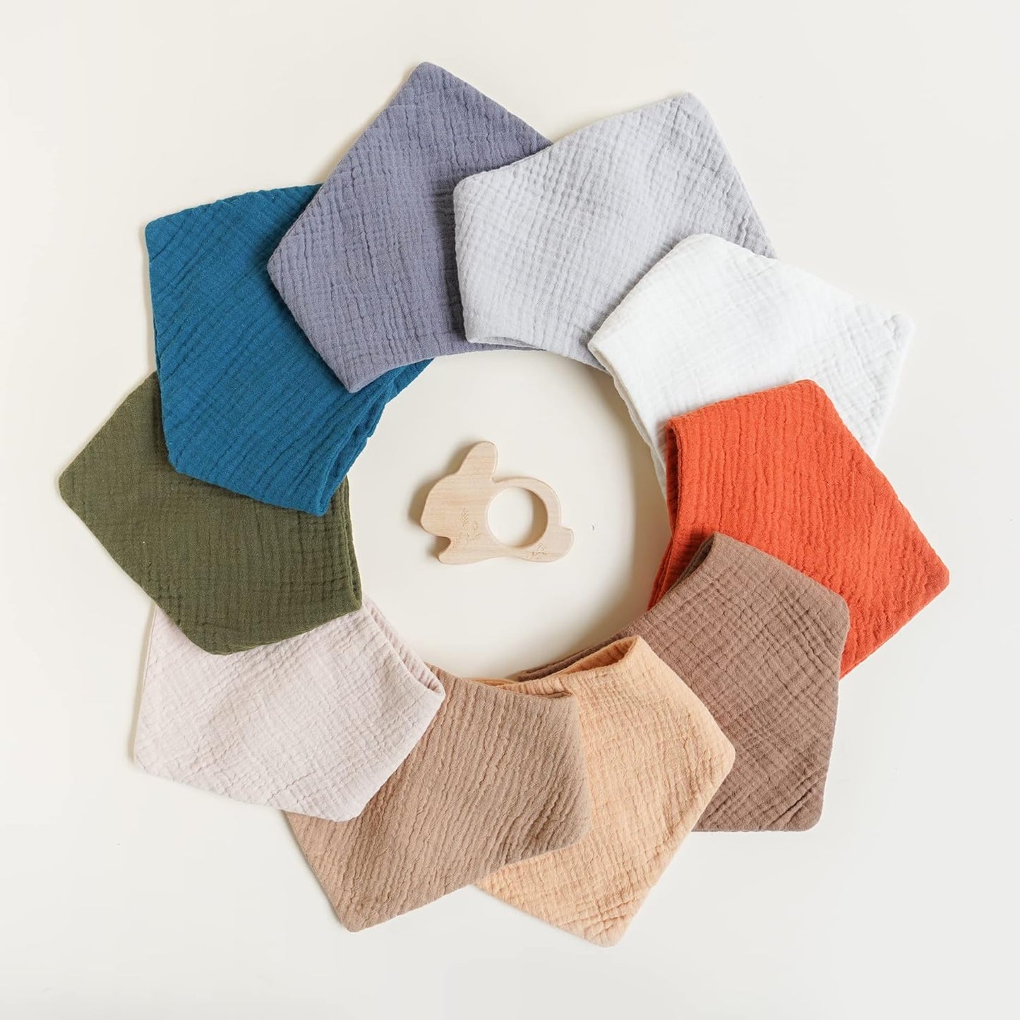 Konssy Muslin Baby Bibs 10 Pack Baby Bandana Drool Bibs 100% Cotton for Unisex Boys and Girls, Soft Absorbent Set for Teething and Drooling