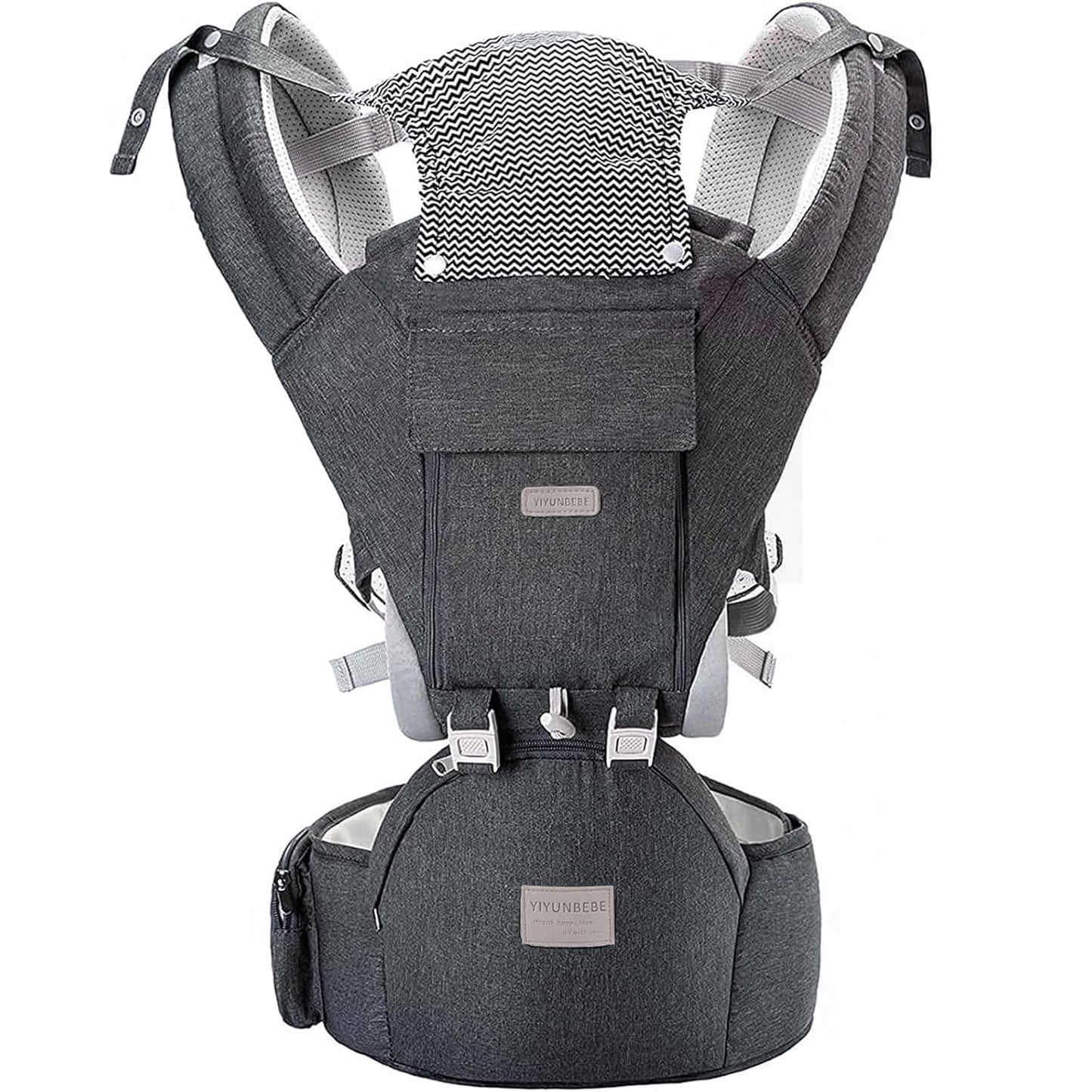 Baby Carrier, 3-in-1 Baby Carrier Newborn to Toddler with Hip Seat (Ergonomic M Position) for 0-36 Month/7-45lbs, Adjustable Size for Enhanced Lumbar Support, Perfect for On-The-go, Grey