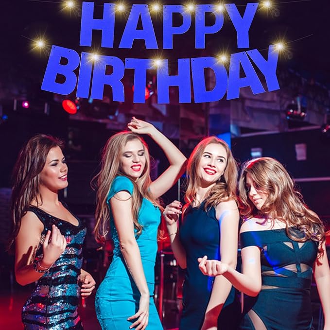 167Pcs DIY Glitter Customizable Banner Kit Hanukkah Custom Banners DIY Happy Birthday Letters Personalized Banner Decor for Christmas Baby Shower Birthday Party Decoration(Glitter Sapphire Blue)