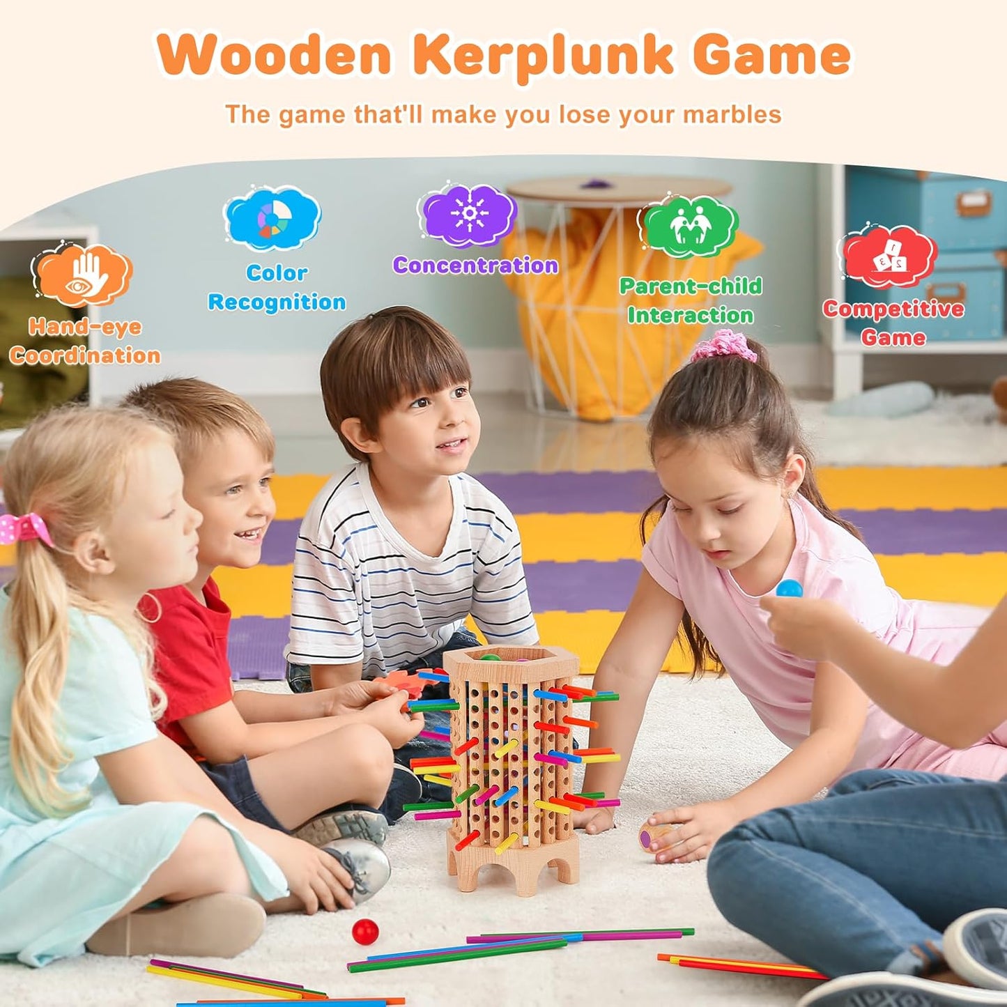 Montessori Game Wooden Board Games for Kids 4-6-8-12, 36 Colorful Stick Math Educational Toys for 3 4 5 6 Year Olds, Classic Fun Dice Games for Family Game Night for 2-6 Players Gift