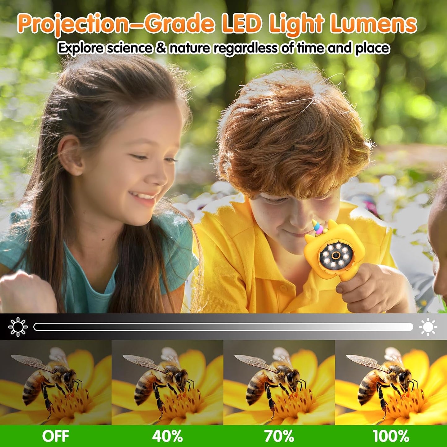 Kids Microscope Handheld Portable Mini 2.4" - 600X FHD Digital Microscope for Kids - Educational Science Toys, Boys & Girls Christmas Birthday Gifts, Outdoor Toys for Kid's Ages 4-8 8-13