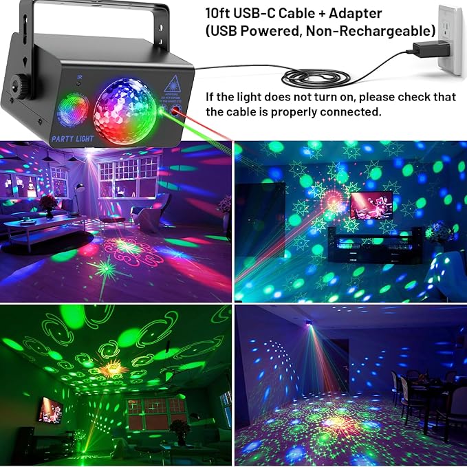 Party Lights Dj Disco Ball Light, LED Stage Strobe Lights Sound Activated with Remote Control for Xmas Club Bar Parties Holiday Christmas Birthday Wedding Home Decoration