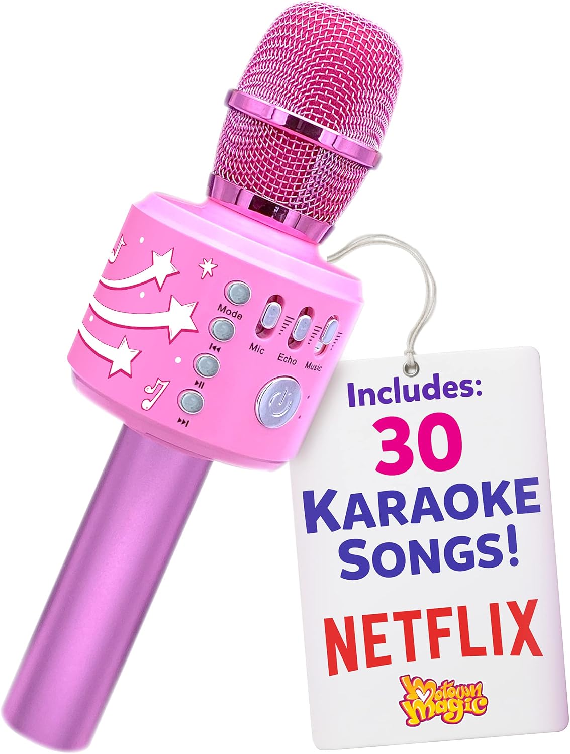 Move2Play, Kids Karaoke Microphone | Includes Bluetooth & Pre-Loaded Songs | Birthday Girls Present for All Ages, 2, 3, 4, 5+ Year Old Girls, Boys & Toddlers (All Pink)