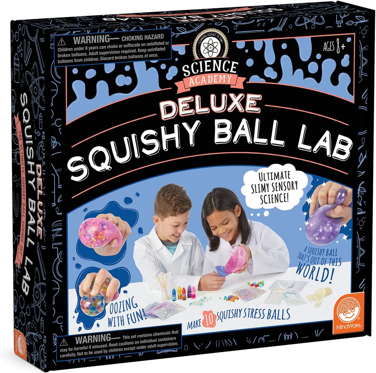 MindWare Science Academy Deluxe Squishy Ball Lab - Includes All Ingredients to Make 10 Squishy Balls - Ages 8 and Up