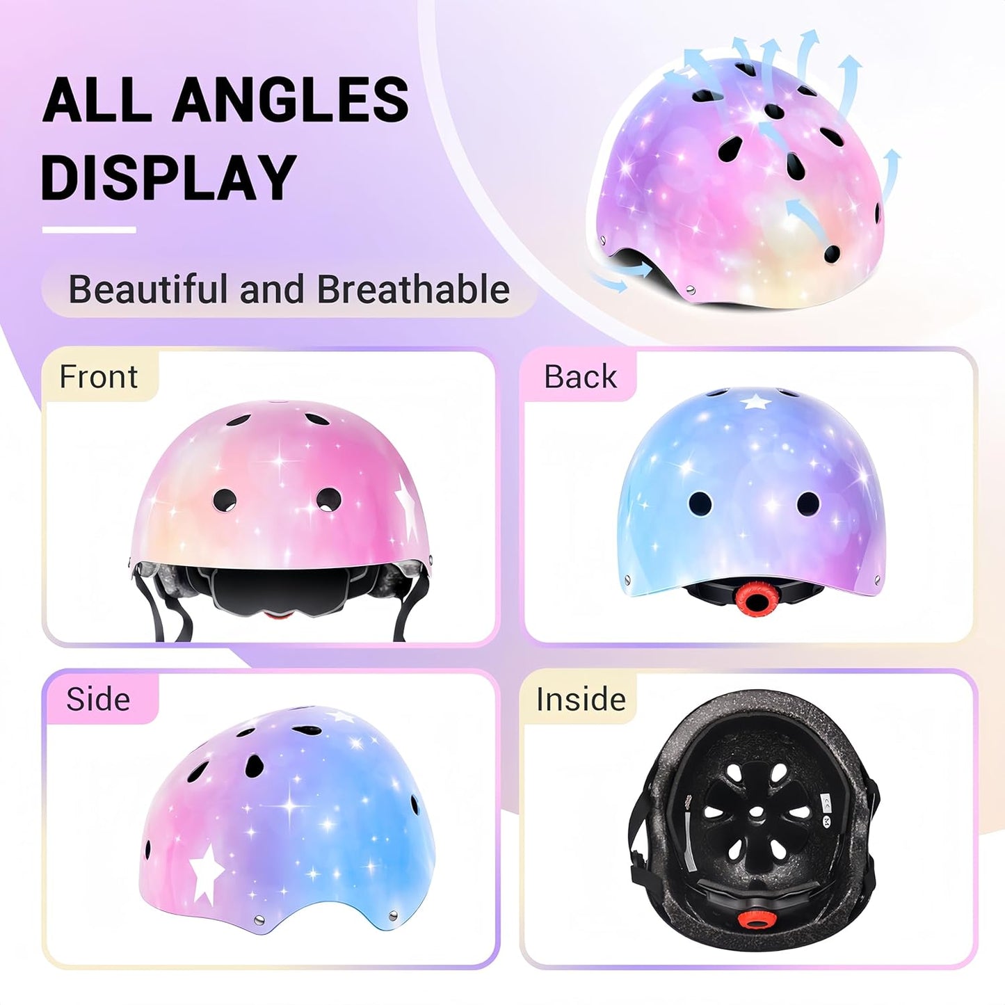 Kids Helmet for 2-3-5-8-14 Ages Girls and Boys, Ventilation and Impact Resistance Toddler Helmet for Multi-Sport Bicycle Scooter Inline Roller Skate and Skateboarding