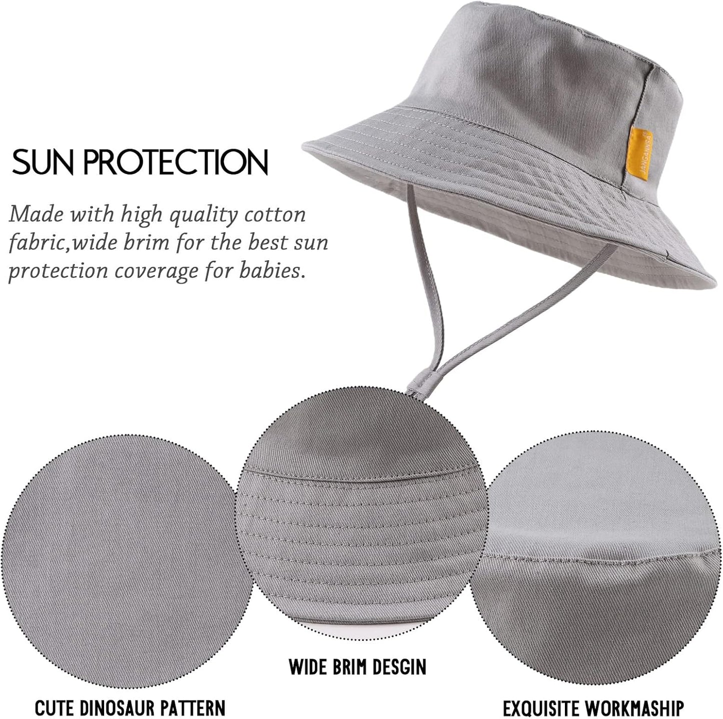 JANGANNSA Cotton Baby Sun Hat Infant Toddler Boys Girls Bucket Hats Summer Sun Protection Kids Beach Caps
