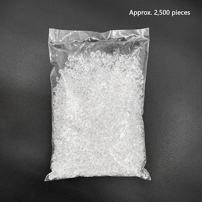 Reusable Fake Ice Cubes 2500 pcs 6 x 9 mm for Rock Crystals Treasure Gems for Table Scatters, Vase Fillers, Wedding Photography Props Vase Fillers