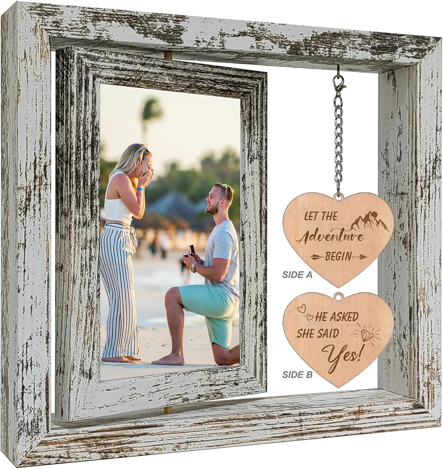 Let the Adventure Begin - He Asked She Said Yes Picture Frame Engagement Gifts for Couples Newly Engaged Gifts Fiance Women Her (Dis Two 6x4)