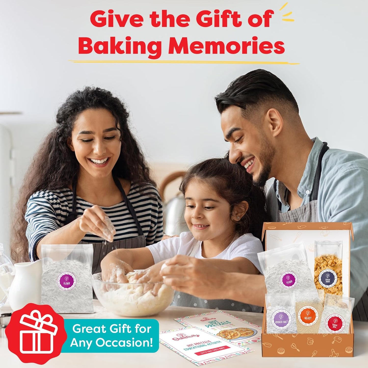 Pretzel Making Kit - Real Cooking Set for Kids Ages 5-12+ with Recipe and Ingredients - Kids Baking Set for Girls & Boys - Great Gift for Family Bonding