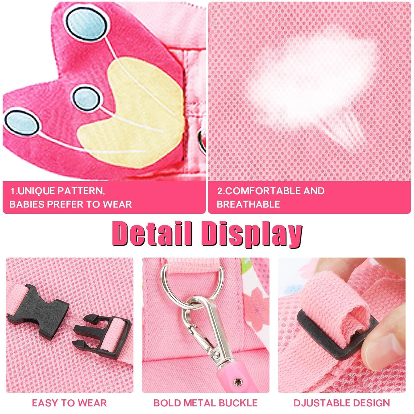 Toddlers Leash + Anti Lost Wrist Link Child Kids Safety Harness Kids Walking Wristband Assistant Strap Belt for Girl Pink Christmas Gift (PINK2)