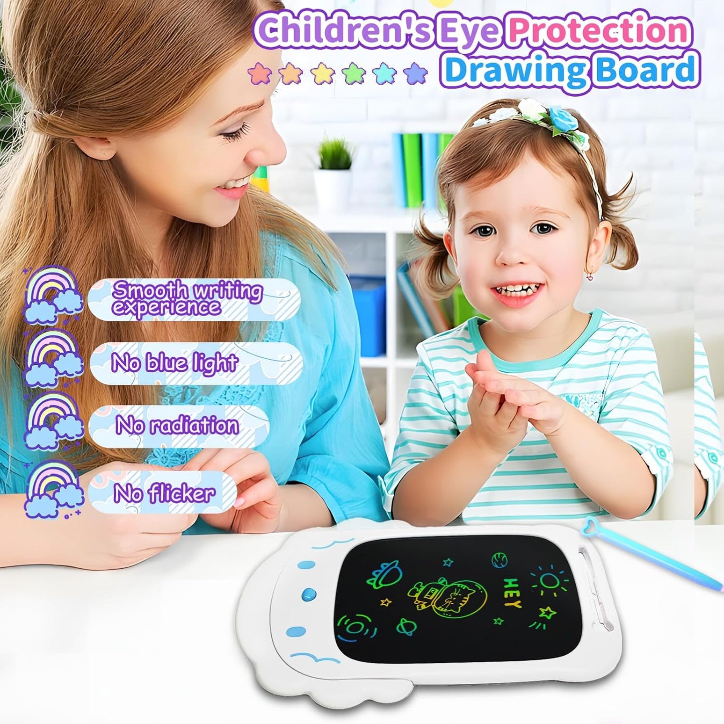 LCD Writing Tablet 10 Inch for Kids Girls, Doodle Board, Drawing Board Tablet Pad for Toddlers 3 4 5 6, Travel Toy, Pressure Sensitive, Christmas Birthday Gifts for Boy Girl(Fluffy Puppy)