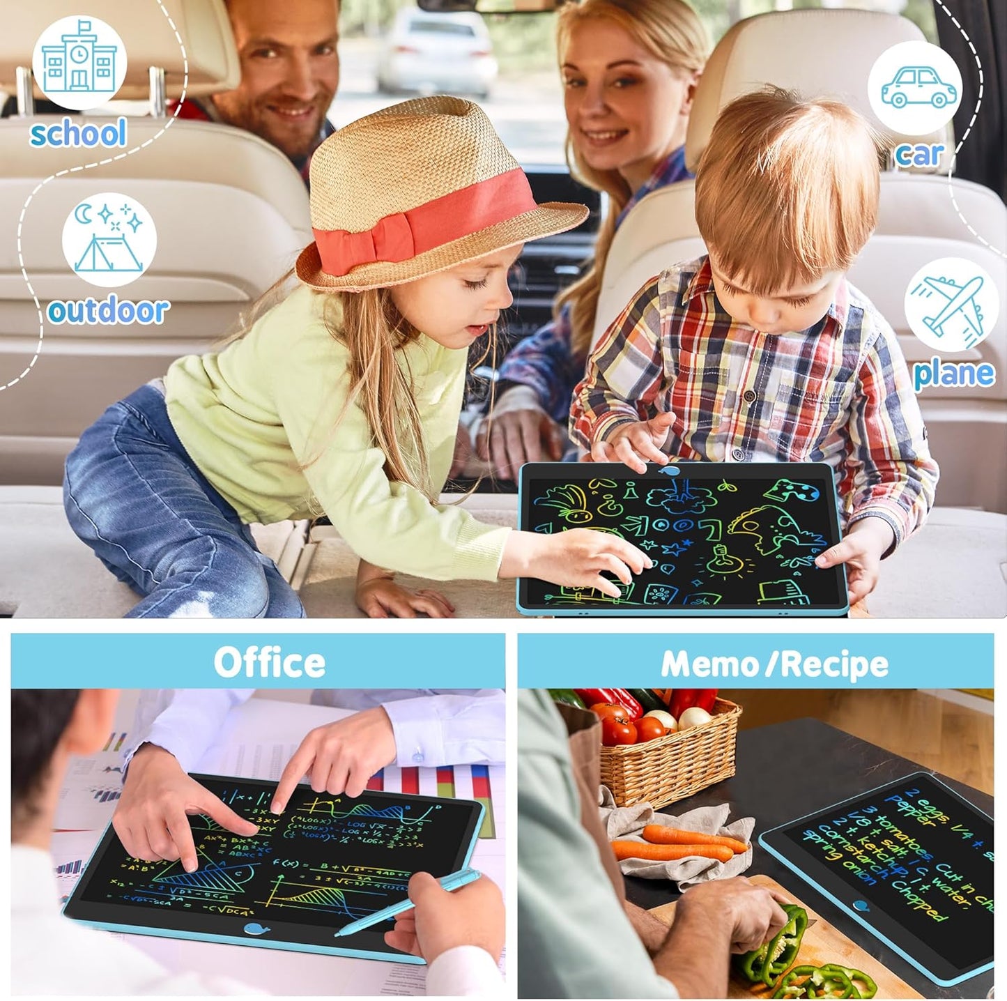 Hockvill LCD Writing Tablet for Kids 16 Inch, Toys for Girls Boys Drawing Pad for 3 4 5 6 7 8 Year Old Kid, Toddler Magnetic Doodle Board Travel Essentials Christmas Birthday for Children (Blue)