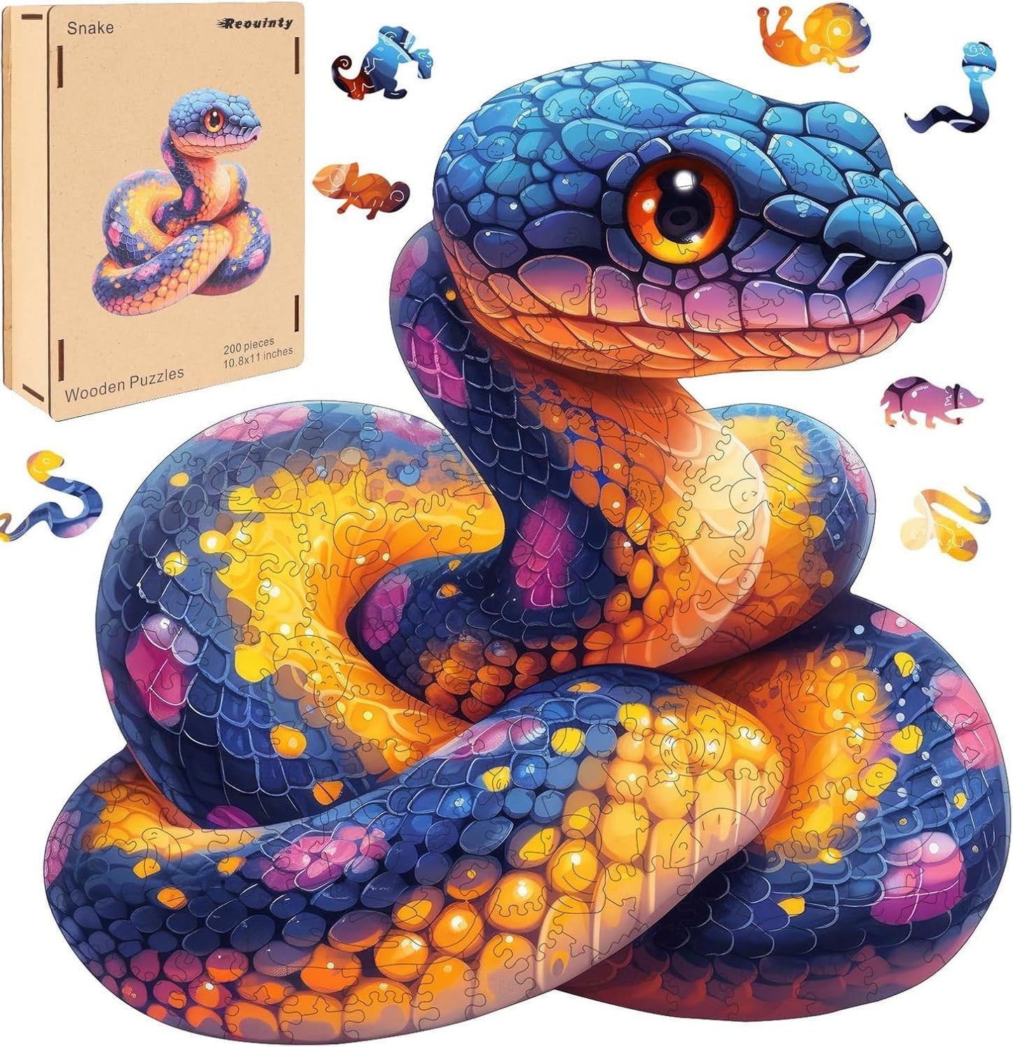 Wooden Puzzle for Adults, Snake Wooden Jigsaw Puzzles(16.6 * 16.9in-500pcs), Unique Shape Animal Adult Puzzles,Irregular Wood Puzzles Best Gift for Adults and Kids Family Game