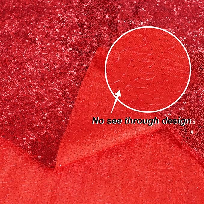 Juya Delight Red Sequin Backdrop Curtain, Non-Transparent Sequin Photography Background Backdrop Curtain for Birthday Party Wedding Festival Ceremony(6ftx8ft