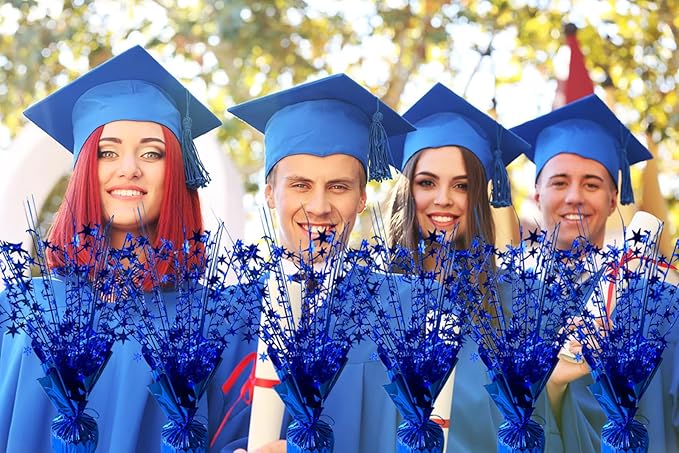 12 Pack Metallic Foil Spray Centerpiece Star Table Decoration Burst Table Centerpieces for Birthday Wedding Anniversary Graduation Holiday Party Supplies Decor, Blue