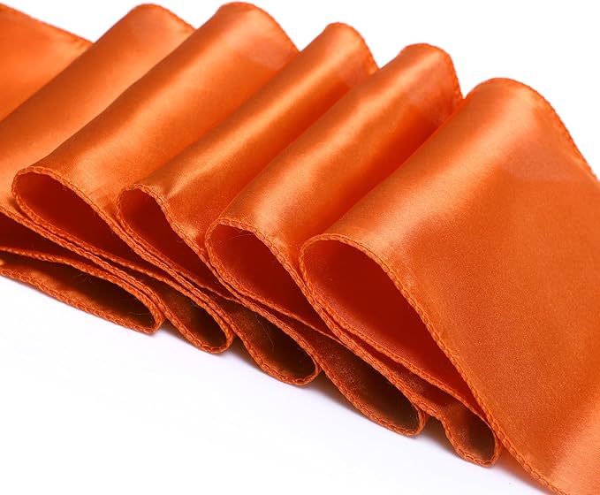 MDS Pack of 200 PCS Satin Chair Sashes Charmeuse Sateen Dining Chair Bows Ribbon Ties Back Sash for Wedding Party Birthday Home Hotel Restaurant Banquet Decoration (7 x 108 Inch, Brunt Orange)