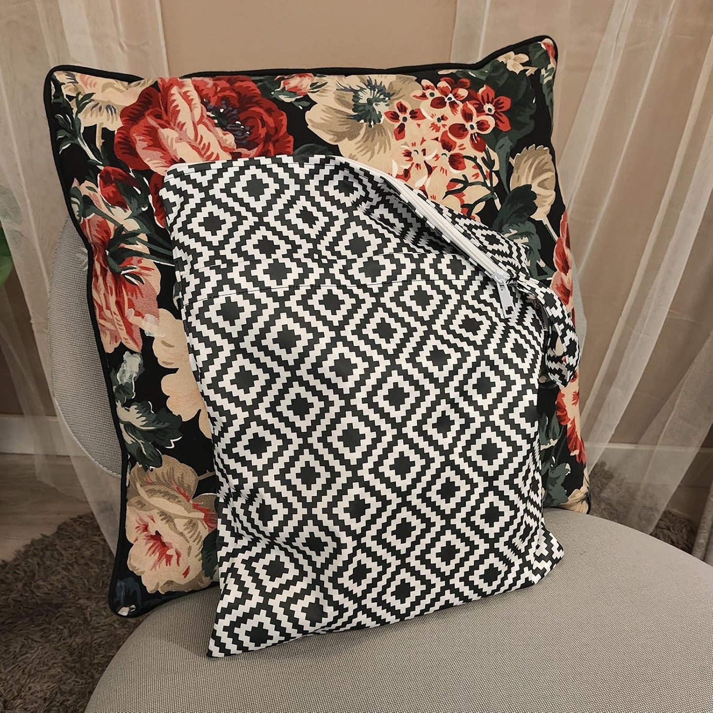 Mama Koala Waterproof Wet Dry Bags for Baby Items, Cloth Diapers, Swimsuits, Travel, Gym Clothes, Beach, Pump Parts, Toiletries, Two Zippered Pockets, 2 Pack (W019)