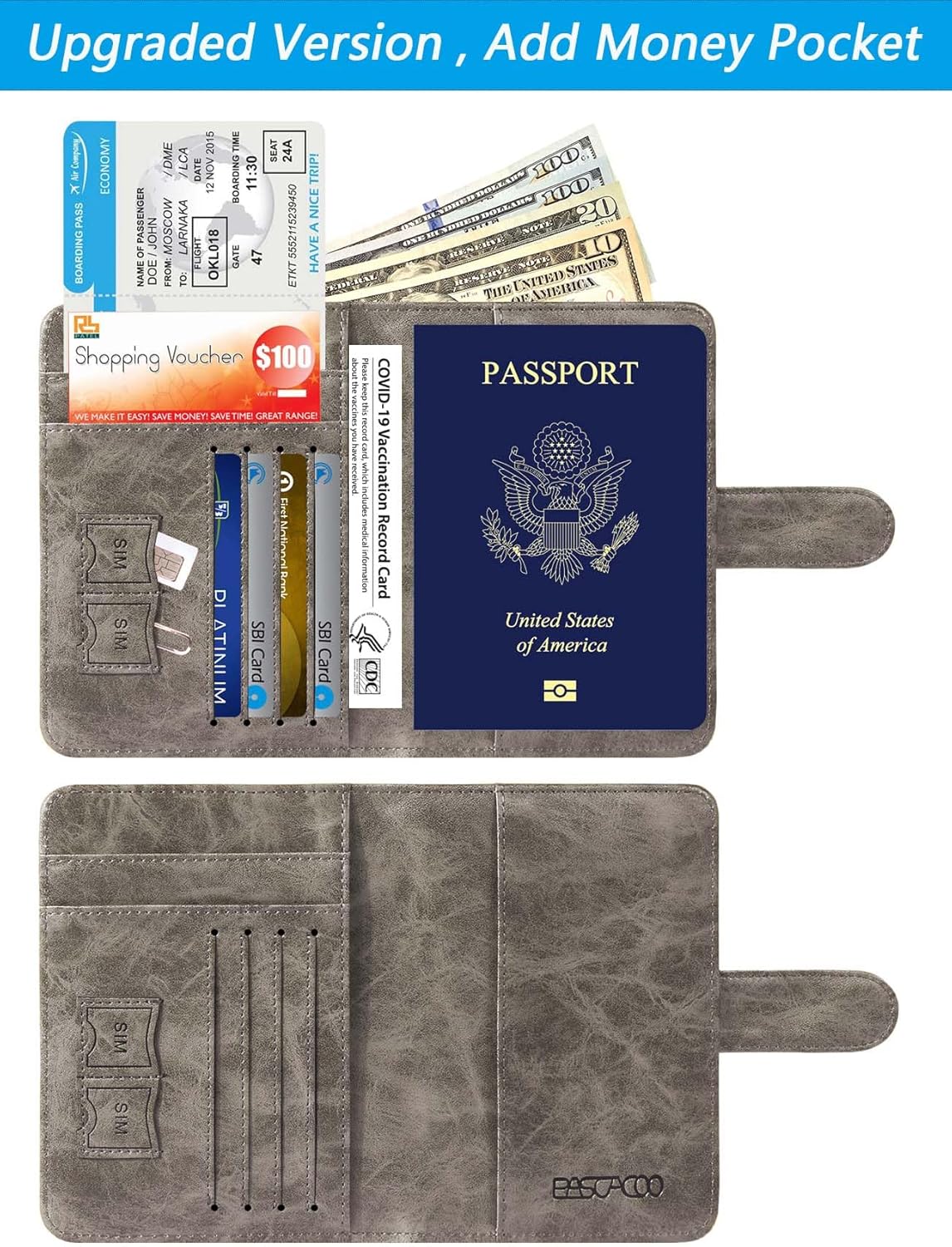 Passport Holder Cover Wallet RFID Blocking Leather Card Case Travel Accessories for Women Men (#Grey)