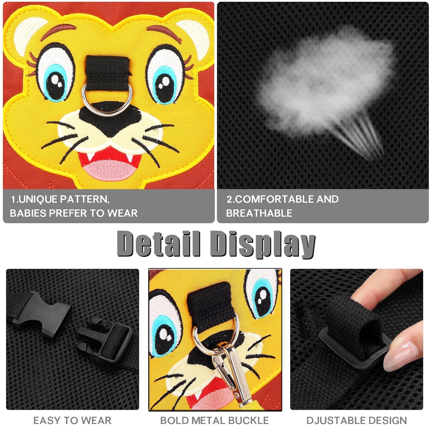 Toddlers Leash + Anti Lost Wrist Link Child Kids Safety Harness Kids Walking Wristband Assistant Strap Belt for Boys Pink Christmas Gift (Black 2)