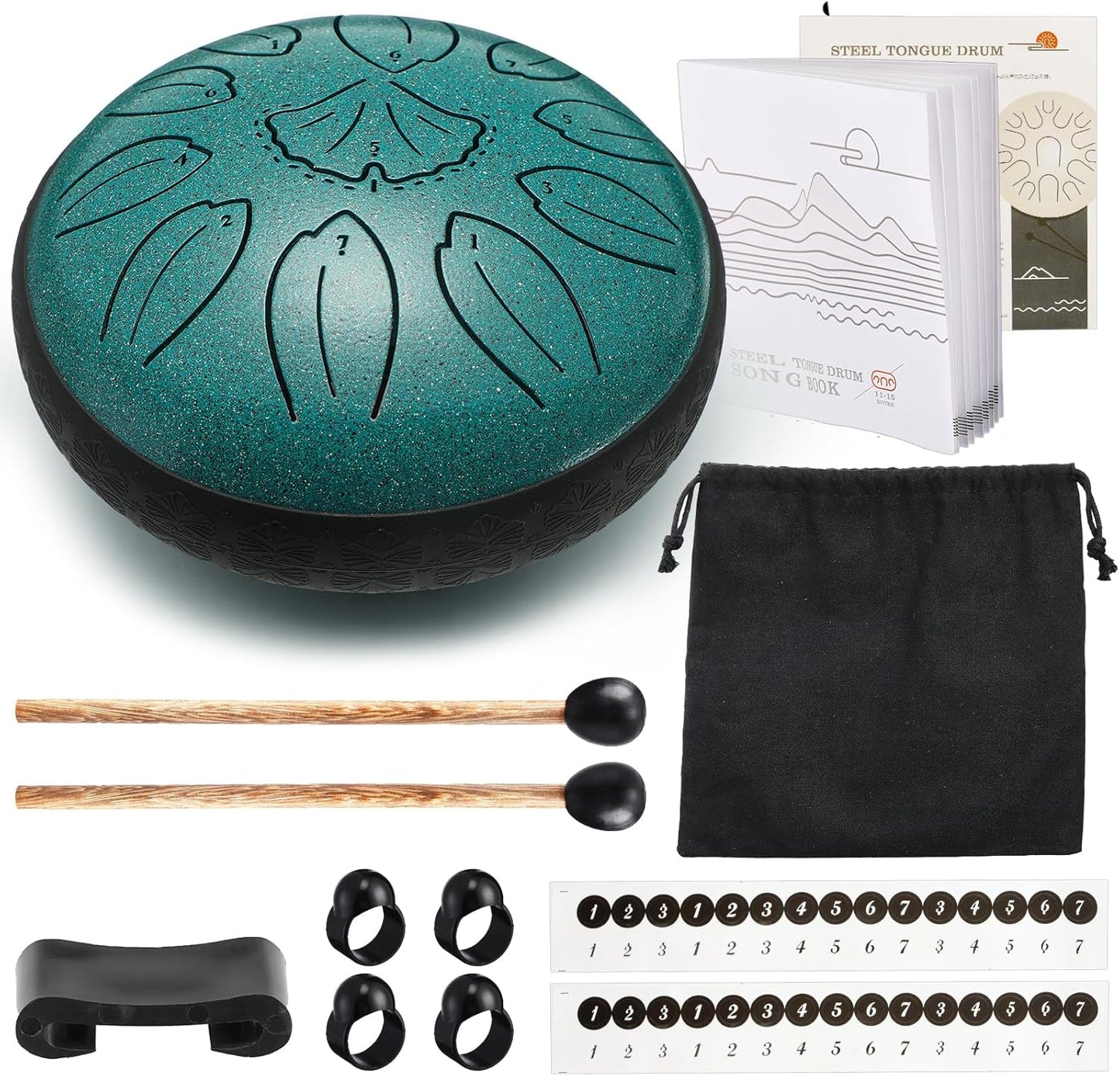 Steel Tongue Drum Percussion, 6 Inch 11 Notes Musical Instruments, Music Gifts for Family Friends (Malachite)