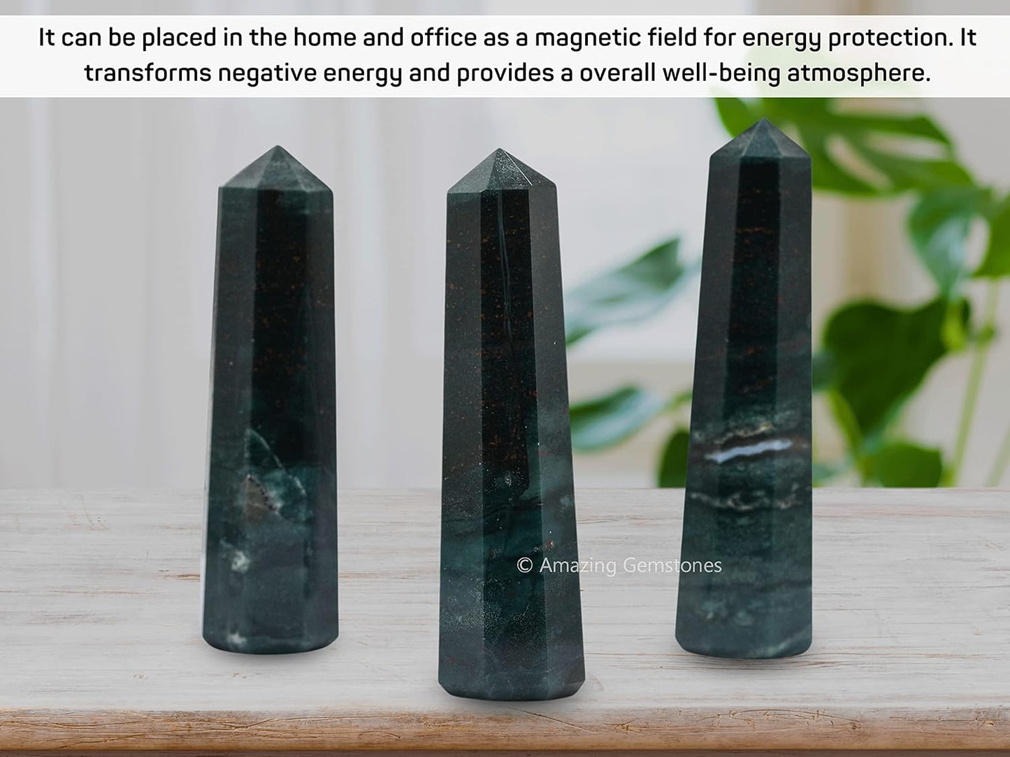 Amazing Gemstone Bloodstone Crystal Towers ~ Natural Healing Crystal Point Obelisk for Reiki Healing and Crystal Grid (2" to 3" Inch)