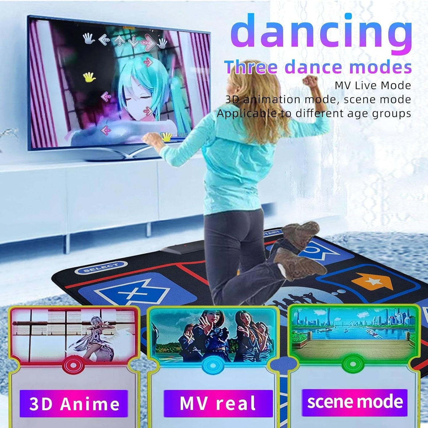 Dance Mat for Kids and Adults, Electronic Dance Pad for TV, Soft Dancing mat for Exercise & Games,Plug & Play,Birthday Gifts Ideas,Gifts for Girls & Boys Ages 3+,Single mat