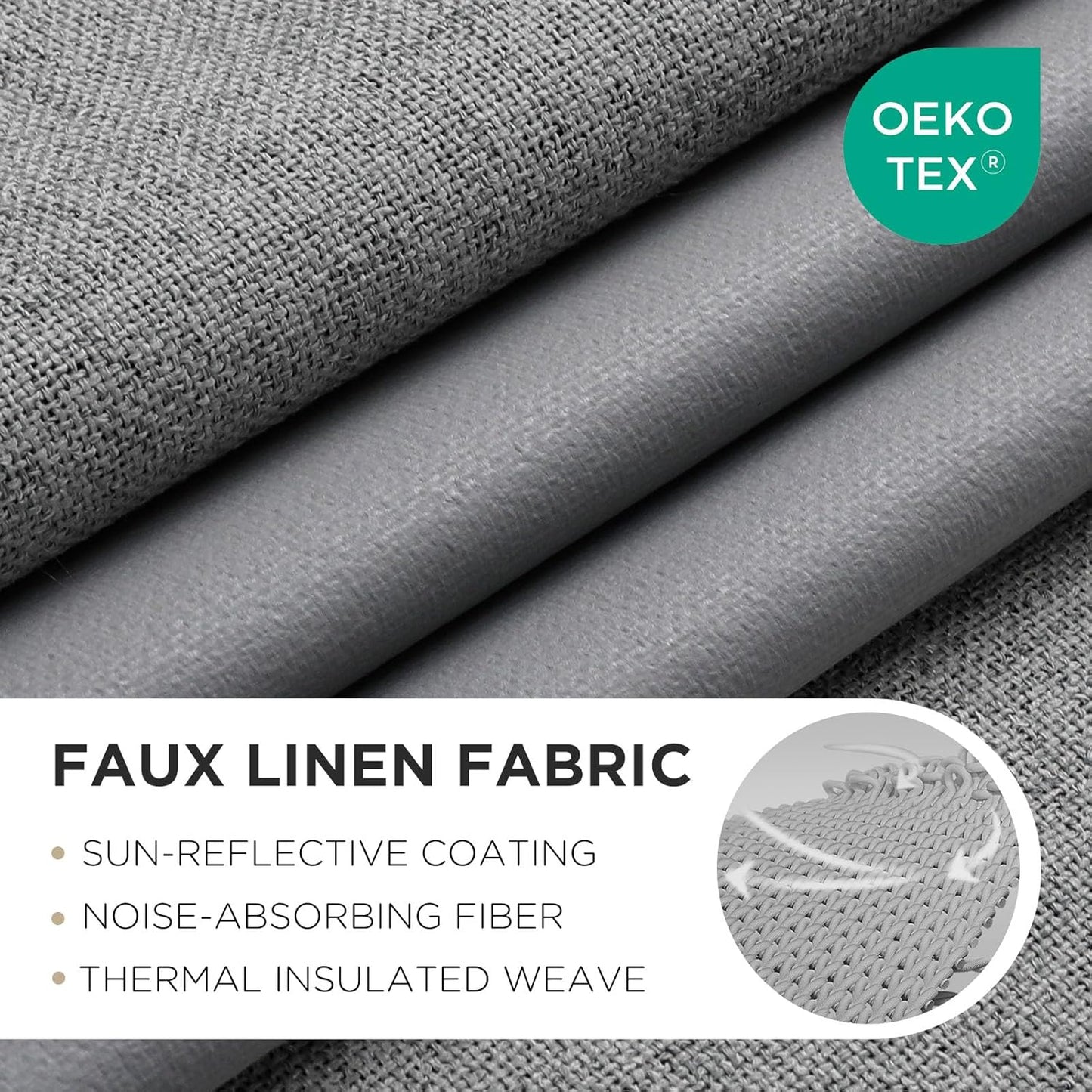 Joydeco Blackout Curtains 95 Inches Long 2 Panels Burg, Room Darkening Curtains for Bedroom, 100% Black Out Textured Thermal Drapes Privacy Protection 2 Panels Set(W52 x L95 Inch, Light Grey)