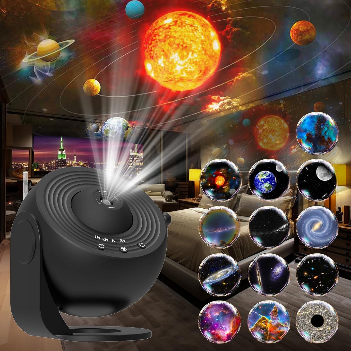 Galaxy Projector, 13 in 1 HD Planetarium Star Projector for Bedroom, 360 Rotating Star Projector Light with Adjustable Knob and Timer for Kids, Ceiling, Gifts, Room Decoration