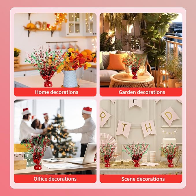 6 Pack Star Table Centerpieces for Party, Birthday Table Decorations for Kids Adults, Party Centerpieces for Tables for Wedding Baby Shower Graduation Holiday Event (Red Green)