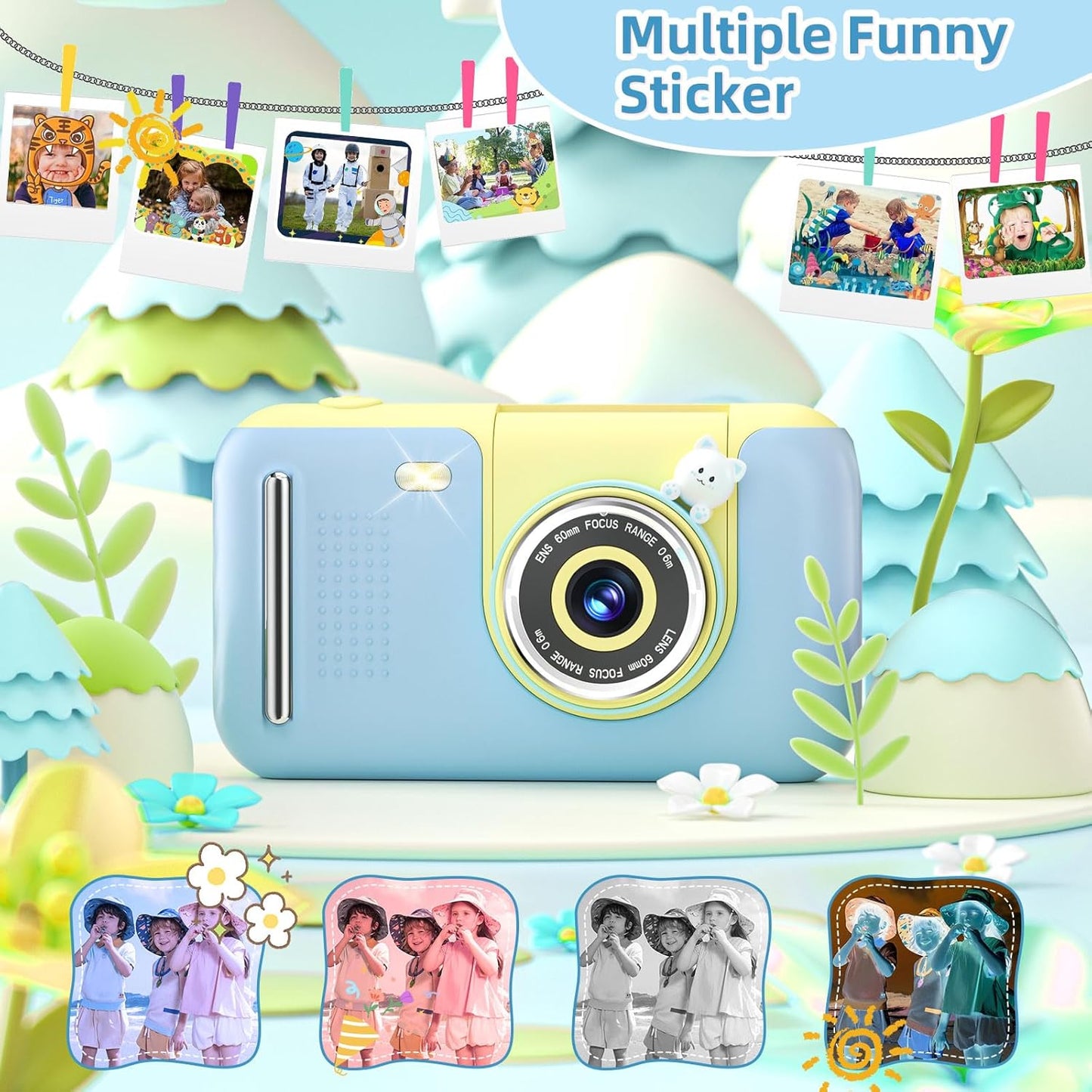 Camera for Kids, Toddler Volging Cameras Age 3-8 Christmas Birthday Gifts for Boys and Girls 3-12 Year Old Boys Digital Camcorder for Video Portable Kids Selfie Camera with 32GB SD Card Blue