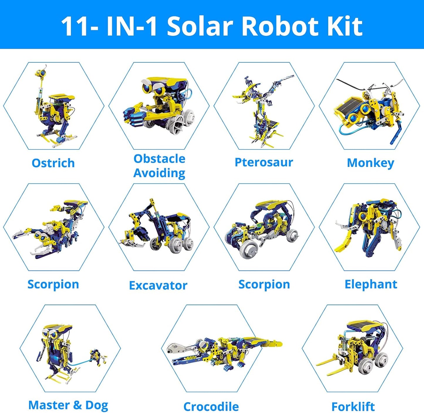 STEM Projects 11-in-1 Solar Robot Toy for Kids Ages 8-12, Science Kits Educational Robotics to Build, Christmas Birthday Gifts for 8 9 10 11 12 13 14 Year Old Boys Girls Teens.
