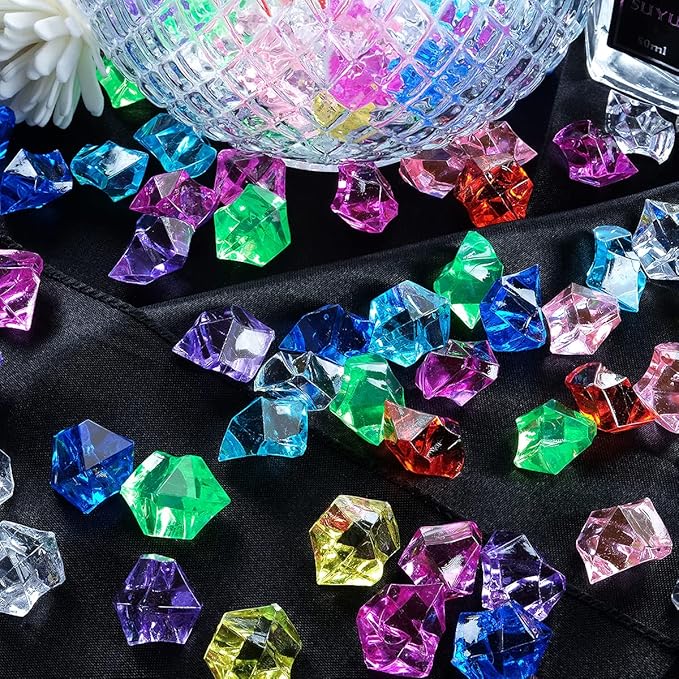 Acrylic Crushed Ice Rocks, Babenest 150 PCS Fake Crystals Plastic Ice Cubes Diamonds Gems for Vase Fillers, Home Decoration, Table Scatter, Event, Wedding, Arts & Crafts (Multicolor)
