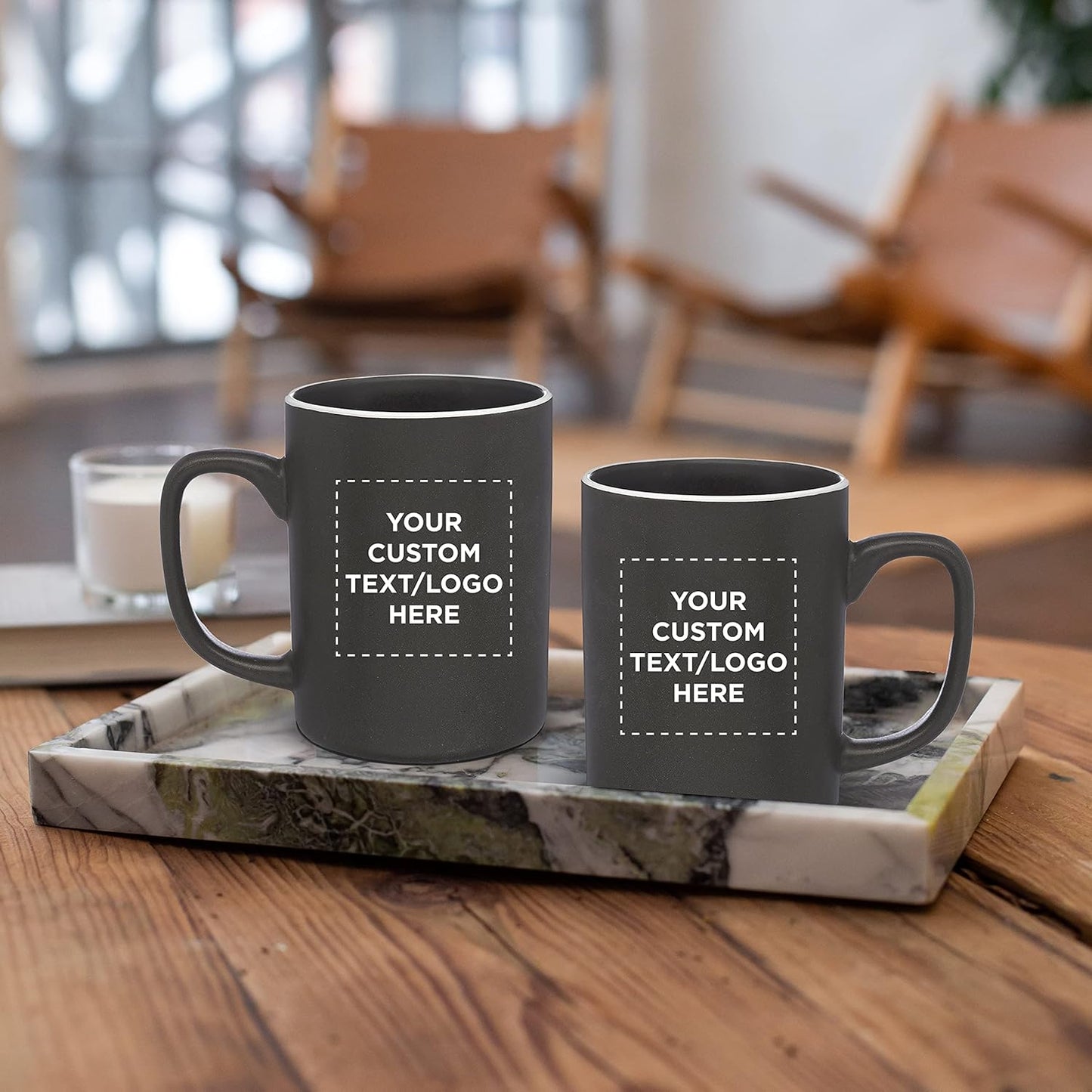 Custom El Grande Matte Ceramic Mugs 20 oz. Set of 72, Personalized Bulk Pack - Perfect for Tea, Espresso, Cappuccino, Hot Cocoa - Charcoal