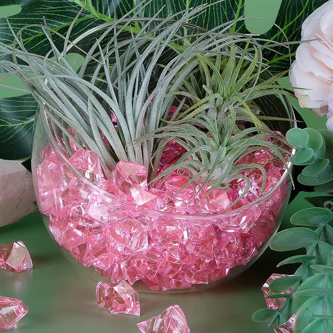 Babenest Acrylic Crushed Ice Rocks, 150 PCS Fake Crystals Plastic Ice Cubes Diamonds Gems for Vase Fillers, Home Decoration, Table Scatter, Event, Wedding, Arts & Crafts (Pink)