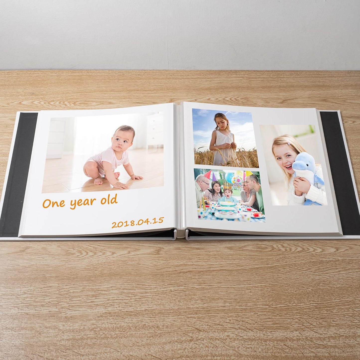 Large Photo Album Self Adhesive Scrapbook Album for 4×6 5×7 8×10 Pictures DIY Magnetic Linen Cover Album 60 Pages for Family Wedding Gifts with Metal Pen and Plastic Board