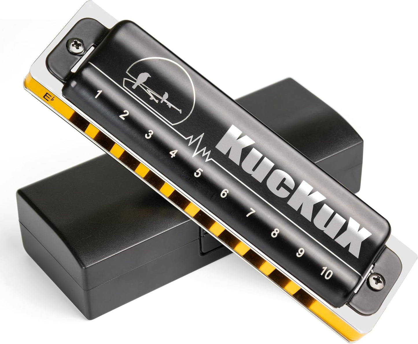 Diatonic Harmonica of E flat Key,Blues Mouth Organ 10 Hole 20 Tones, Reed of Phosphor Bronze, ABS Combo, Easy-Clean Cover,10 Hole Blues Harp for Adult, Beginner