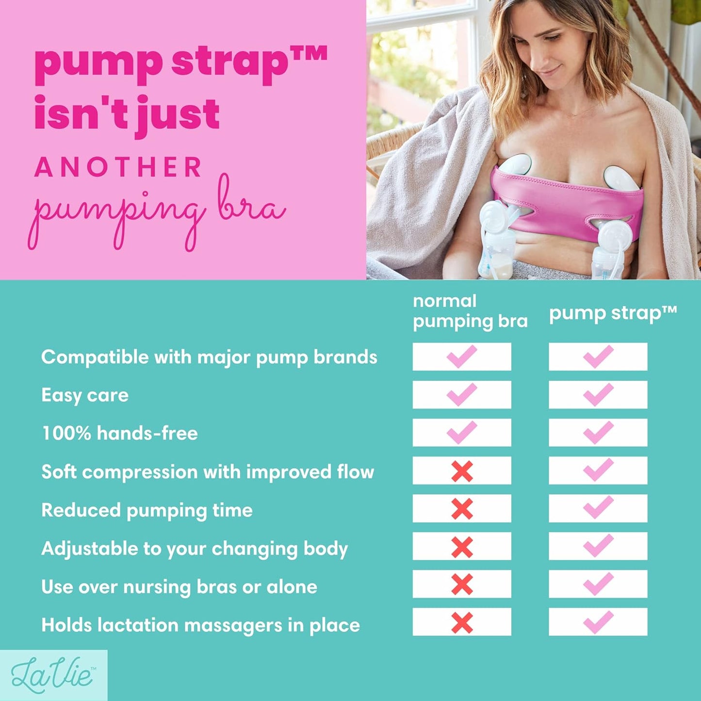 Pump Strap Hands-Free Pumping Bra, Breast Pump Bra for Breastfeeding Pumps for Women, Hands Free Pumping Bustier