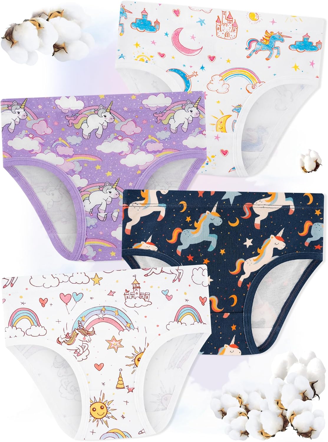 Girls' Underwear,Soft Cotton Tagless Panties for Toddlers' & Little Kids' Comfort,Breathable Briefs,8-Pack