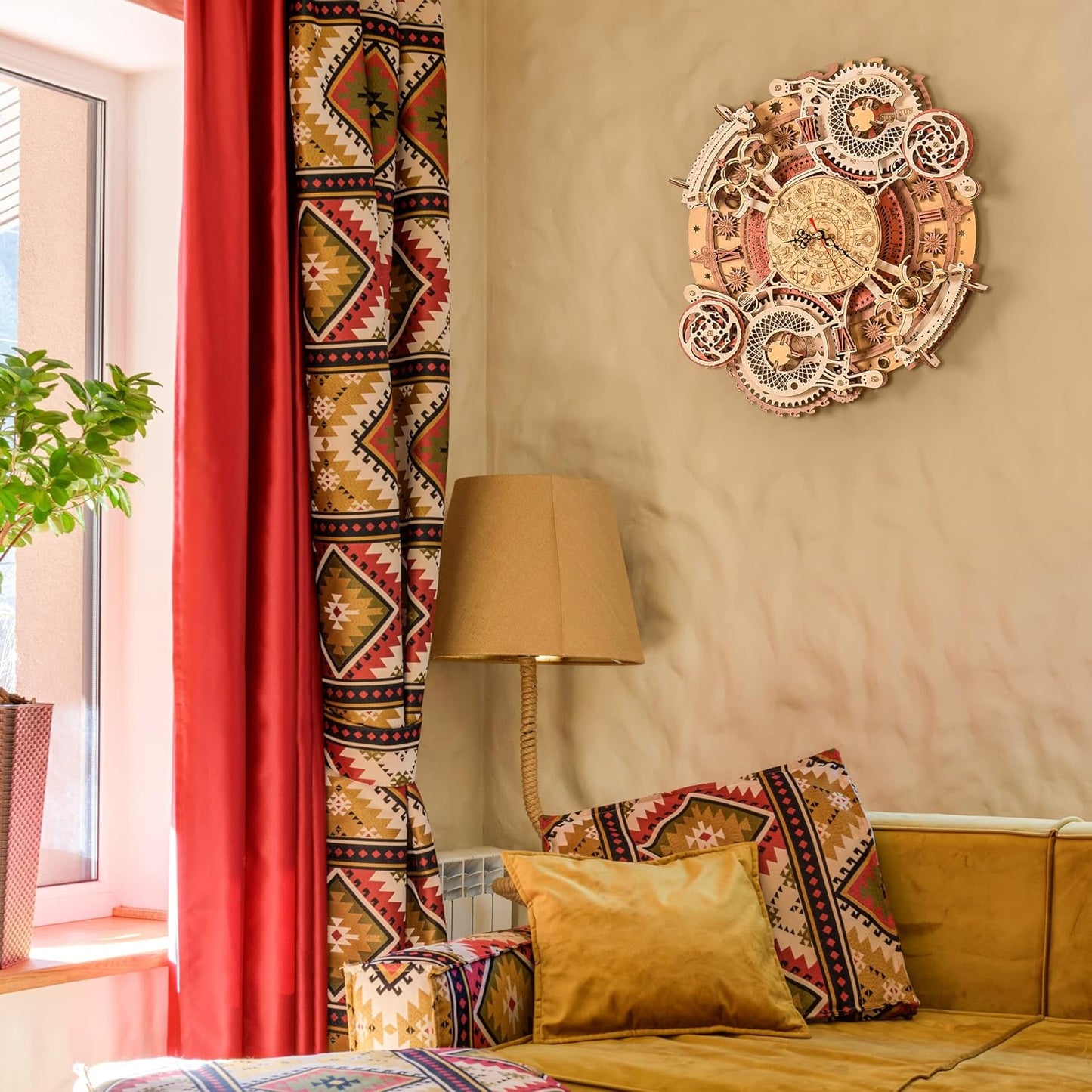 ROBOTIME 3D Wooden Puzzles for Adults, Models for Adults to Build Wooden Steampunk Clock Kit, DIY Mechanical Wall Quartz Aesthetic Room Decor Unique Gift