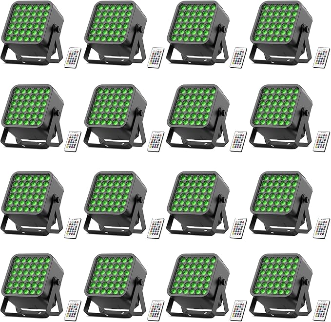 Rechargeable Par Can Lights, 72W RGB 5200mAh Uplights Battery Powered Stage Light, Wireless DJ Lights Sound Activated with Remote & DMX Control for Festivals, Weddings, Bars, Churches, DJ (16 Packs)