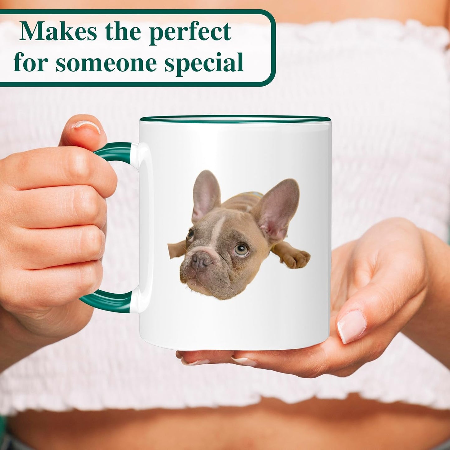 Personalized Coffee Mug, Custom Photo Text 11 Oz Ceramic Mug, Customized Picture Name Tea Cup, Unique Gift Idea, Taza Cafe Personalizadas Fotos, Cute Custom Gifts Mom Women Men, Father's Day, Green